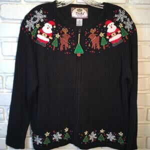 Ugly Christmas Sweater black cardigan Petite Medium